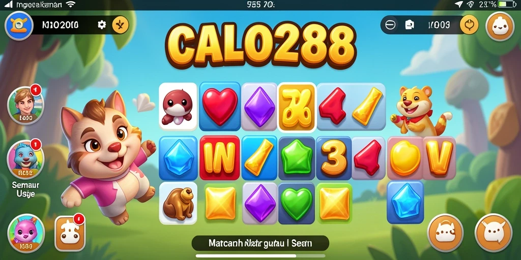 Tampilan gameplay seru dari CALO288, menampilkan aksi Match-3 yang dinamis.