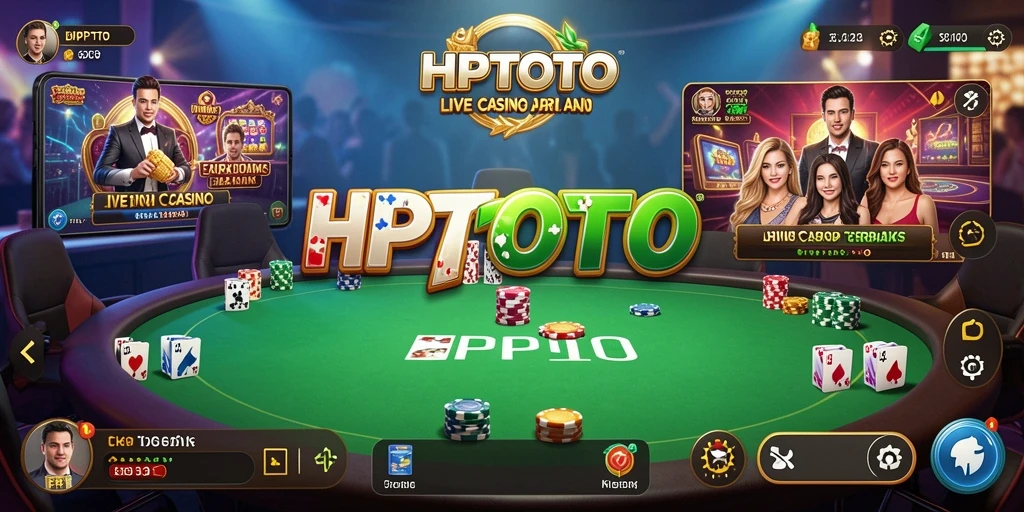 Gameplay menarik HPTOTO dengan dealer langsung dan suasana kasino.