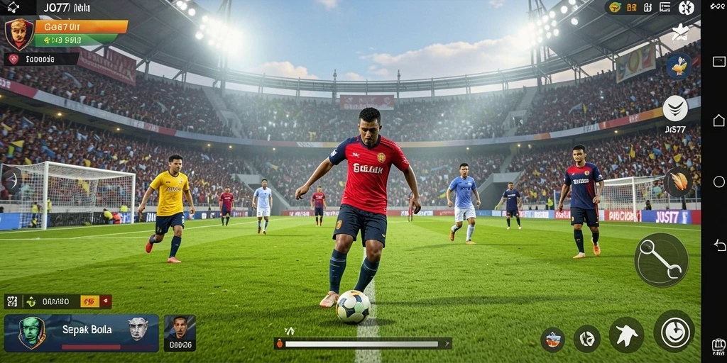 Tampilan gameplay menegangkan di lapangan sepak bola JOS77.