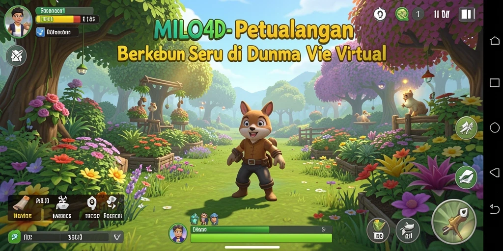 Tampilan gameplay menarik dari MILO4D yang memperlihatkan suasana berkebun.